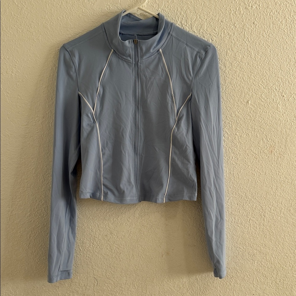 Women's Light Blue Zip-Up Sweater